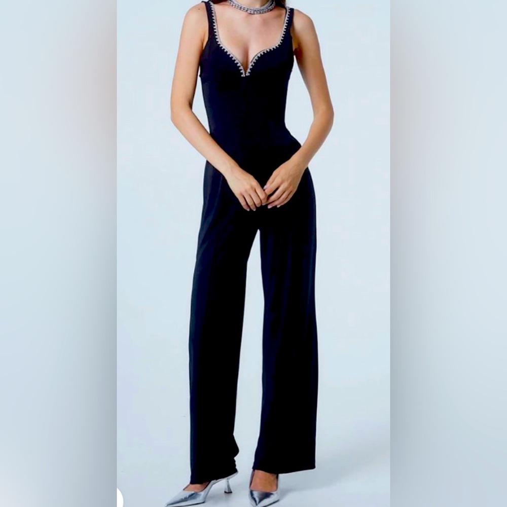 Embellished Black Jumpsuit